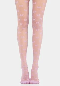 Skinnydip Socks & Tights Purple Butterfly Tights