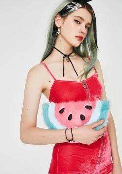 Skinnydip Furry Watermelon Clutch