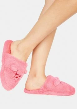 Skinnydip X Care Bears Fluffy Pink Slippers Flats