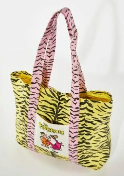Skinnydip Tote Bags X The Flintstones Neon Yellow Tiger Tote Bag