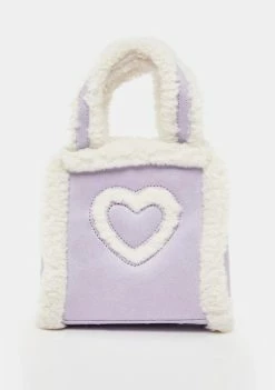 Skinnydip Purple Sophia Faux Fur Flower Mini Tote Bag Bags & Wallets