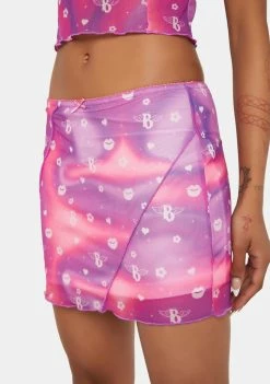 Skinnydip X Bratz Swirl Print Mesh Mini Skirt