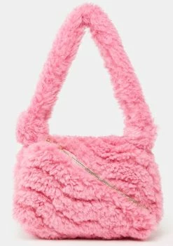 Skinnydip Shoulder Bags Pink Isabel Fluffy Zipped Shoulder Bag