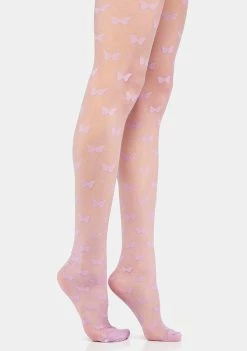 Skinnydip Socks & Tights Purple Butterfly Tights