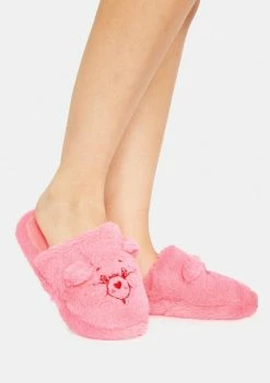 Skinnydip X Care Bears Fluffy Pink Slippers Flats