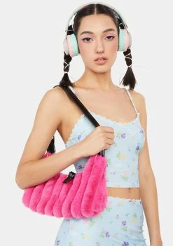 Skinnydip Cire Pink Fluff Shoulder Bag