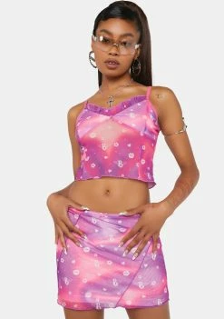 Skinnydip X Bratz Swirl Print Mesh Mini Skirt