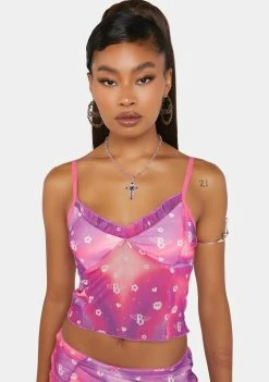 Skinnydip X Bratz Swirl Print Mesh Cami Top Tops