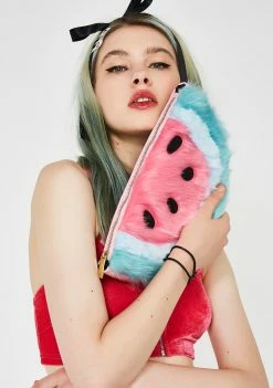 Skinnydip Furry Watermelon Clutch