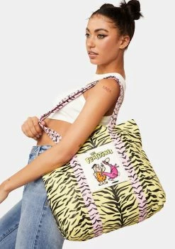 Skinnydip Tote Bags X The Flintstones Neon Yellow Tiger Tote Bag