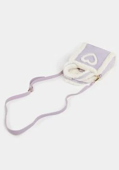 Skinnydip Purple Sophia Faux Fur Flower Mini Tote Bag Bags & Wallets