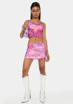 Skinnydip X Bratz Swirl Print Mesh Cami Top Tops